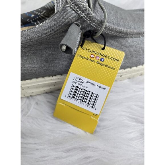 Hey Dude Men's Wally Stretch Loafer Stretch Canvas In Iron Size 11 New With Tags - Picture 6 of 7